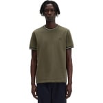 Футболка Fred Perry Twin Tipped Ringer T-Shirt, цвет Uniform Green - фото