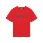 Футболка для мальчика из 100% хлопка с логотипом спереди BOSS Kidswear, красный - фото