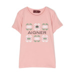 Aigner Kids футболка с логотипом, розовый - фото