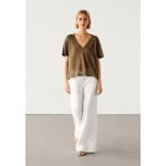 Базовая футболка V-NECK Massimo Dutti, коричневый - фото 3