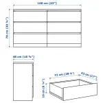 Комод с 6 ящиками, дубовый шпон, беленый, 160х78 см, MALM IKEA - фото 6