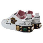 Dolce & Gabbana Женские кожаные кроссовки Queen Crown Chic, белый - фото 6