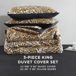 Комплект пододеяльников Juicy Couture King Leopard из атласа с принтом гепарда, состоящий из 3 предметов, можно стирать в машине, двусторонние постельные принадлежности с животным принтом, пододеяльник и комплект накладок, Duvet Sets - Leopard - фото 2