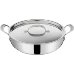 Кастрюля Tefal "Jamie Oliver Cook's Classic", нержавеющая сталь, (1 шт.), нержавеющая сталь, антипригарное покрытие, термосигнал, все виды плит, индукция Ø 30 см + высота 8 см, цвет edelstahlfarben/schwarz - фото