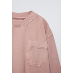 Футболка с отстрочкой, окрасенная в готовом виде ZARA, цвет chalk pink - фото 3