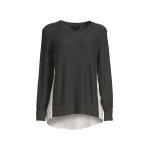 Двухцветный высокий низкий свитер Donna Karan, цвет Grey Heather - фото 3