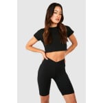 Велосипедные шорты Detsil Tall Premium Super Soft с поясом boohoo, черный - фото 3