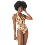 Купальник Vince Camuto Seychelles Floral Tie Front Halter One-Piece, цвет Bone - фото 2