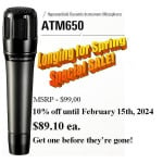 Микрофон Audio-Technica ATM650 Hypercardioid Dynamic Microphone - фото