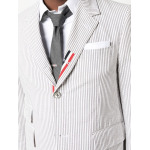 Thom Browne seersucker single-breasted blazer, серый - фото 5