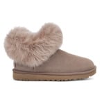 Зимние ботинки классические мини пушистый воротник Ugg, коричневый - фото 3