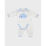 Хлопковый комбинезон Sleepy Time Cloud для мальчика с леггинсами, размер 0–12 м Haute Baby, цвет Blue - фото