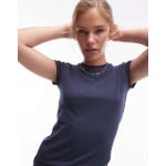 Topshop – темно-синяя повседневная футболка удлиненного кроя - фото 2