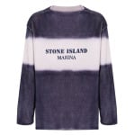 Полосатый джемпер с логотипом Stone Island, синий - фото