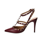 Туфли из зернистой кожи Valentino Rockstud Caged 100, красный - фото 4