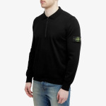 Stone Island Мягкая хлопковая трикотажная рубашка-поло с длинными рукавами, черный - фото 2