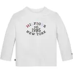 Рубашка Tommy Hilfiger с длинными рукавами "MONOTYPE OVAL REGULAR TEE LS", для детей до 2 лет, с надписью-логотипом, белый - фото