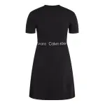 Приталенное платье Calvin Klein Jeans Plus "PLUS TAPE MILANO SS DRESS", больших размеров, с надписью-логотипом, цвет Ck Black - фото 3