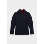 Вязаный свитер CABLE-KNIT COTTON QUARTER-ZIP JUMPER Ralph Lauren, темно-синий - фото 2