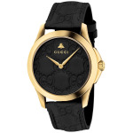 Мужские часы G-Timeless с черным кожаным ремешком, 38 мм Gucci - фото