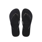 Узкие женские пляжные тапочки на плоской платформе Havaianas, черный - фото