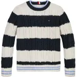 Вязаный свитер Tommy Hilfiger "COLORBLOCK CABLE REGULAR SWEATER", детский до 16 лет, с вышивкой логотипа, цвет Desert Sky / Ancient White Stripes - фото 8