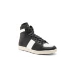 Кроссовки мужские Signature Court Classic SL/10H Leather High Top Sneakers Saint Laurent, цвет Black & White - фото 2