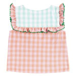 Хлопковый топ с оборками в клетку Gingham Stella Mccartney, красный - фото 4