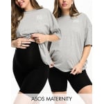 Черные базовые шорты-леггинсы из двух пар ASOS DESIGN Maternity - фото 4