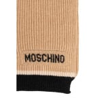 Moschino шарф с логотипом в рубчик, выполненный методом интарсии, нейтральный цвет - фото 5