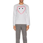 Футболка Comme des Garçons Heart Logo Long Sleeve, серый - фото