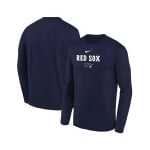 Темно-синяя футболка Boston Red Sox Authentic Collection для мальчиков и девочек с длинными рукавами и производительностью Nike, синий - фото