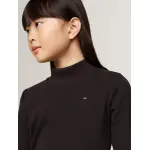 Рубашка Tommy Hilfiger с длинными рукавами "MOCK NECK RIB TOP LS", с замком по краю, вышивкой логотипа, черный - фото 2