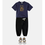 Футболка и топ с принтом «Медвежонок Тедди» из хлопка Moschino Kids, цвет cloud/blue navy - фото 2