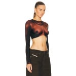 Топ Jean Paul Gaultier Printed Corps Long Sleeve Cropped, цвет Dark Nude - фото 2