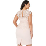 Платье Vince Camuto Lace & Crepe Sheath Dress, цвет Blush - фото