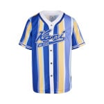 Рубашка VARSITY STRIPED BASEBALL Karl Kani, цвет navy lilac yellow - фото