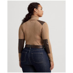 Свитер LAUREN Ralph Lauren Plus Size Faux Leather Trim Ribbed Turtleneck, цвет Classic Camel - фото