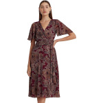 Платье LAUREN Ralph Lauren Paisley Crinkle Georgette Flutter-Sleeve Dress, цвет Burgundy Multi - фото 4