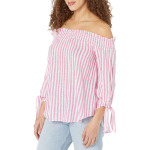 Топ Michael Kors Off-the-Shoulder Stripe Top, цвет Cerise - фото 2