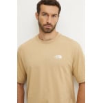 Хлопковая футболка The North Face Essential Oversize Tee, бежевый - фото 5