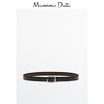 Ремень кожаный Massimo Dutti мужской, черный - фото