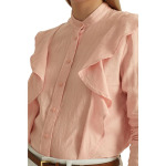 Рубашка LAUREN Ralph Lauren Ruffle-Trim Linen Shirt, цвет Pale Pink - фото