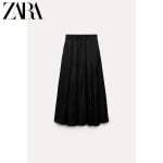 Юбка-миди Zara ZW с широким подолом, черный - фото