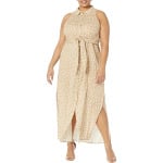 Платье Michael Kors Plus Size Giraffe Maxi Tie Dress, хаки - фото 3