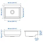 Мойка, вставная, одинарная чаша, белый, 62x48 см, HAVSEN/LILLVIKEN IKEA - фото 6