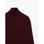 Вязаный джемпер с высоким воротом Massimo Dutti, бордовый - фото 2