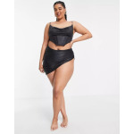 Черный атласный корсетный лиф бикини ASOS Curve - фото 4