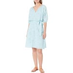 Платье DKNY Puff Sleeve V-Neck Belted Dress, цвет Sky Blue - фото 2