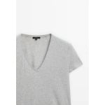 Базовая футболка V-NECK  Massimo Dutti, серый - фото 8